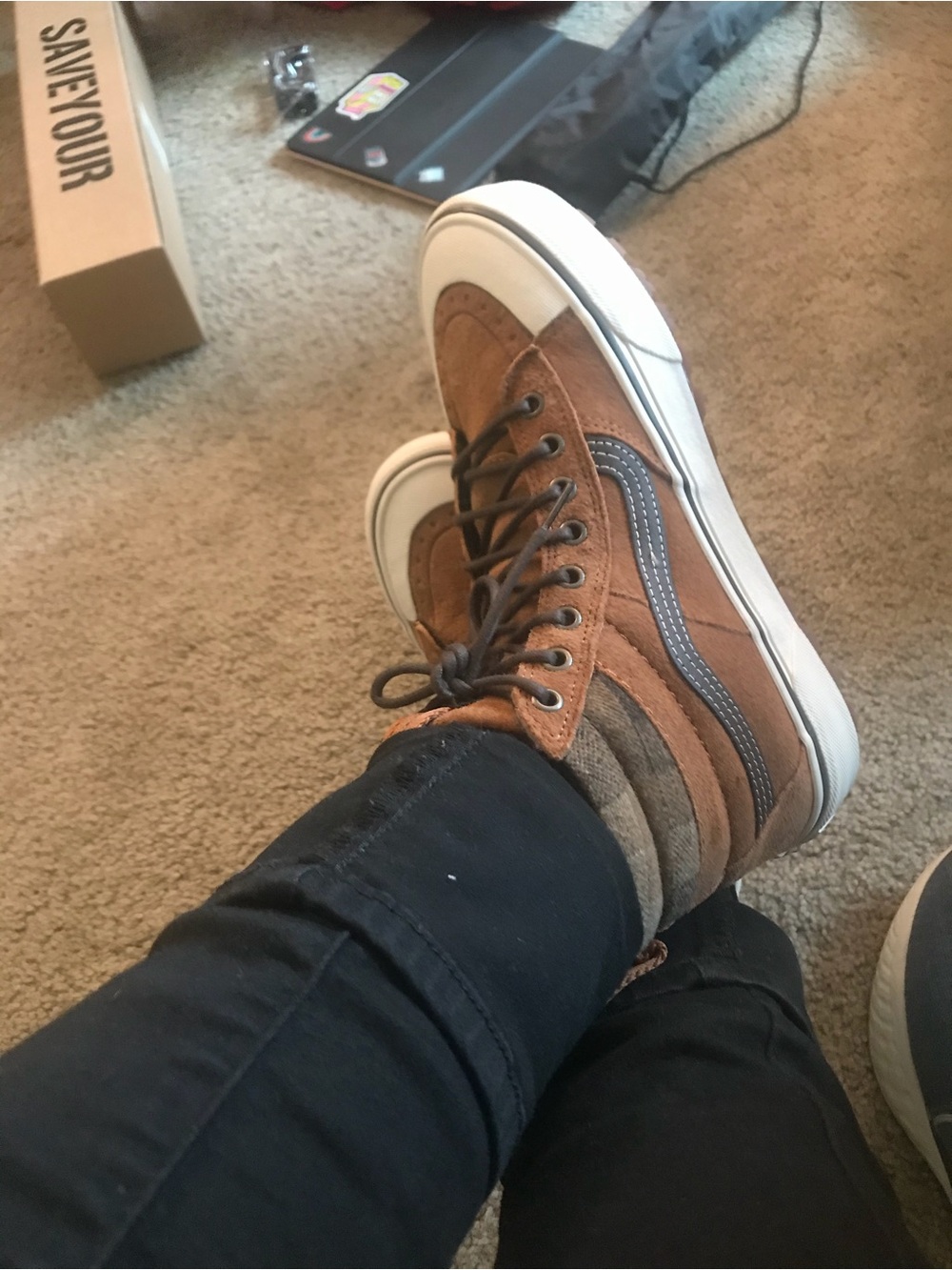 Vans Brown Suede High-Top Boots with White Sole